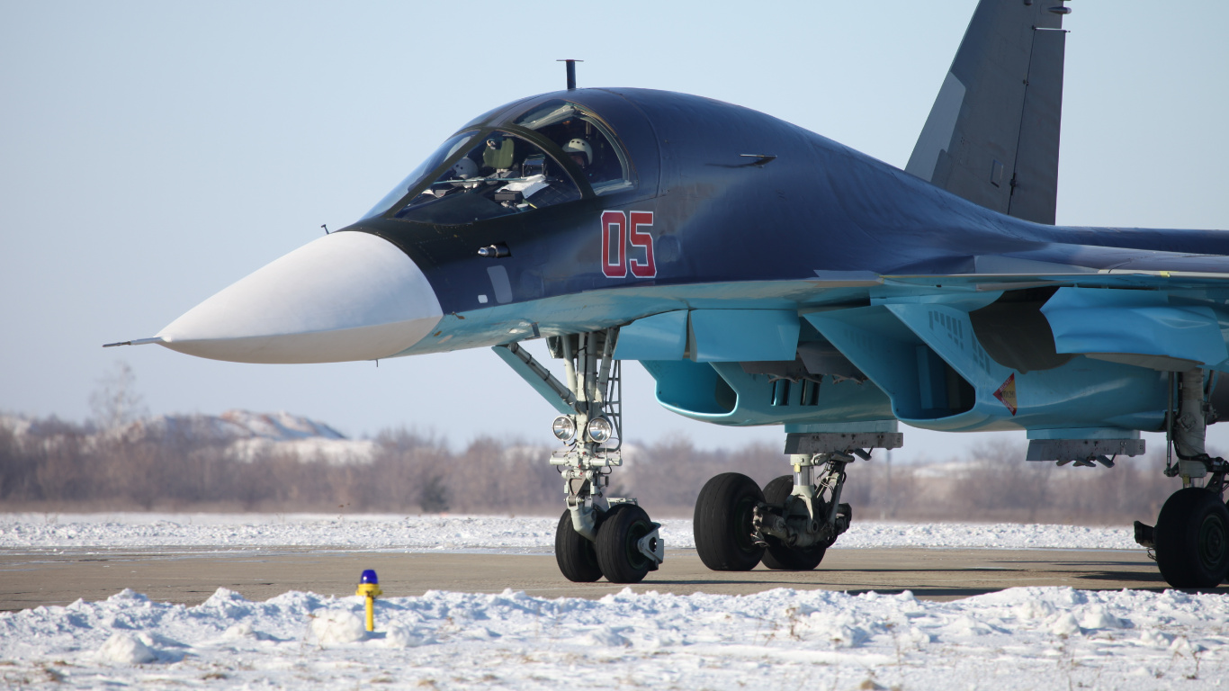 Обои Су 34, военный самолет, сухой, самолеты, самолет в разрешении 1366x768