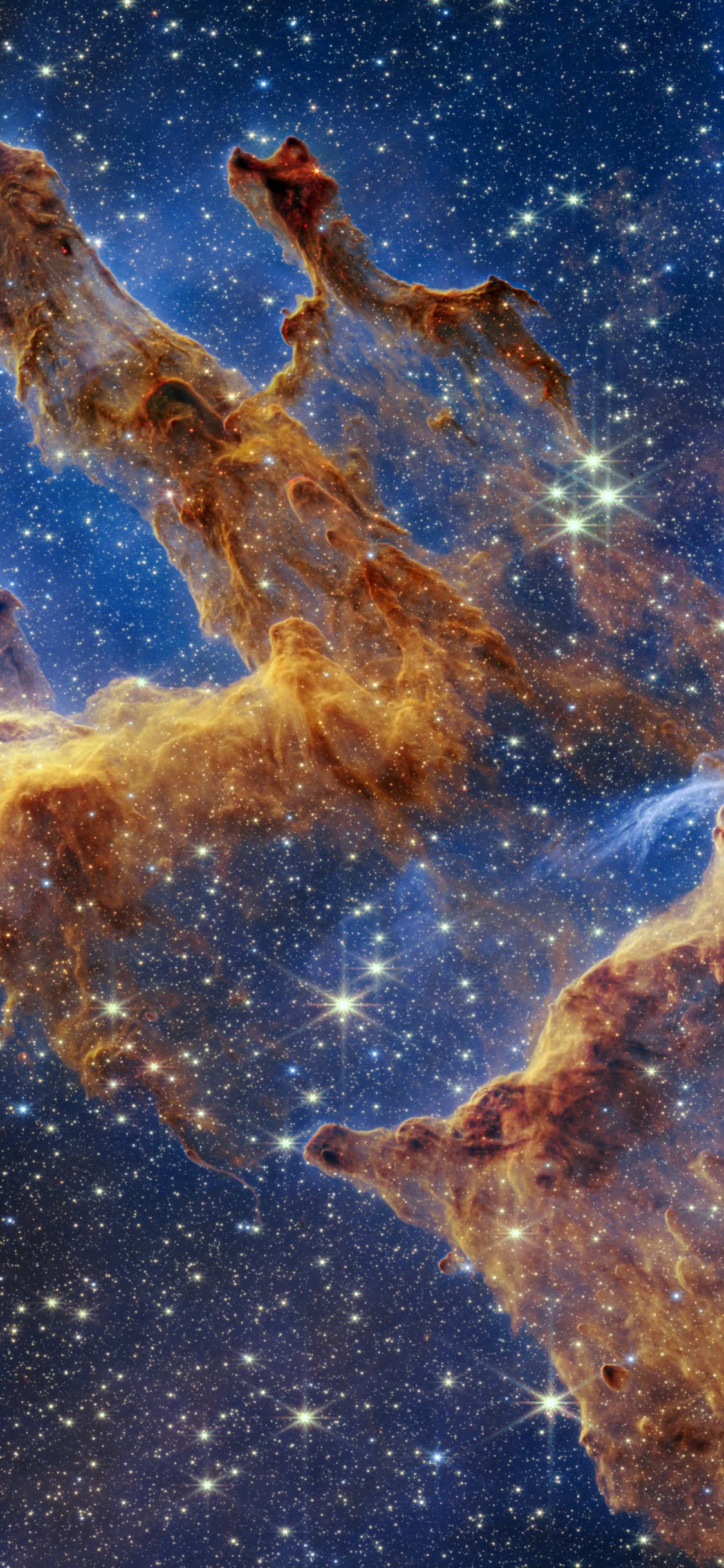 Обои Космический Телескоп Джеймса Вебба, Столпы творения, туманность, космос, Астрономия в разрешении 1125x2436