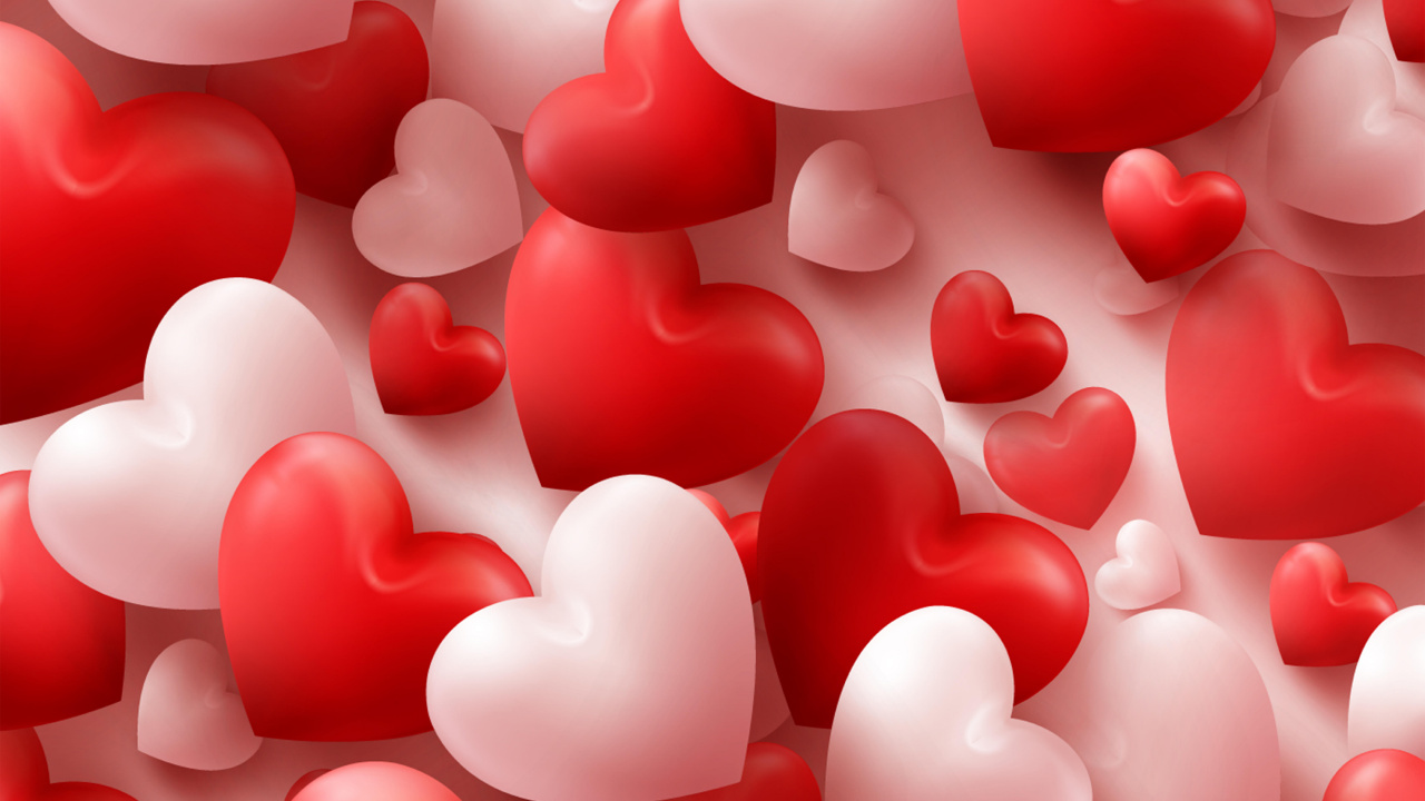 Обои День Святого Валентина, сердце, красный цвет, любовь, розовый в разрешении 1280x720