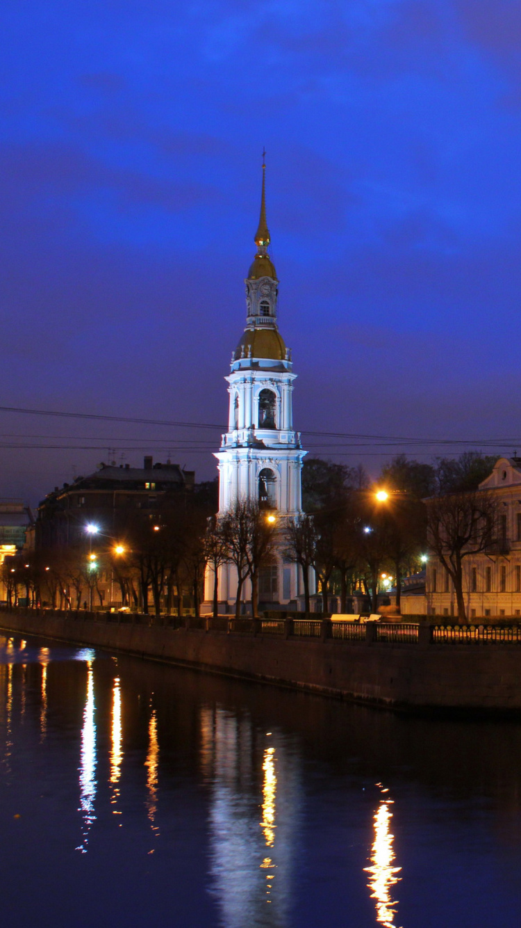 Обои отражение, Санкт Петербург, достопримечательность, водный путь, городской пейзаж в разрешении 750x1334