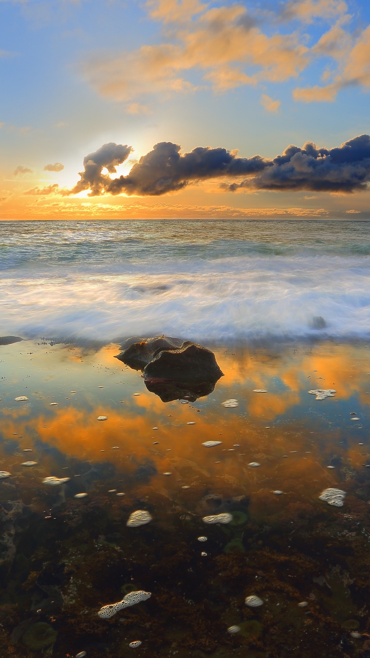 Обои небо, пляж, море, берег, горизонт в разрешении 720x1280