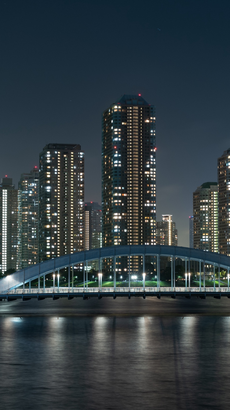 Обои небоскреб, Токио, городской пейзаж, город, метрополия в разрешении 750x1334