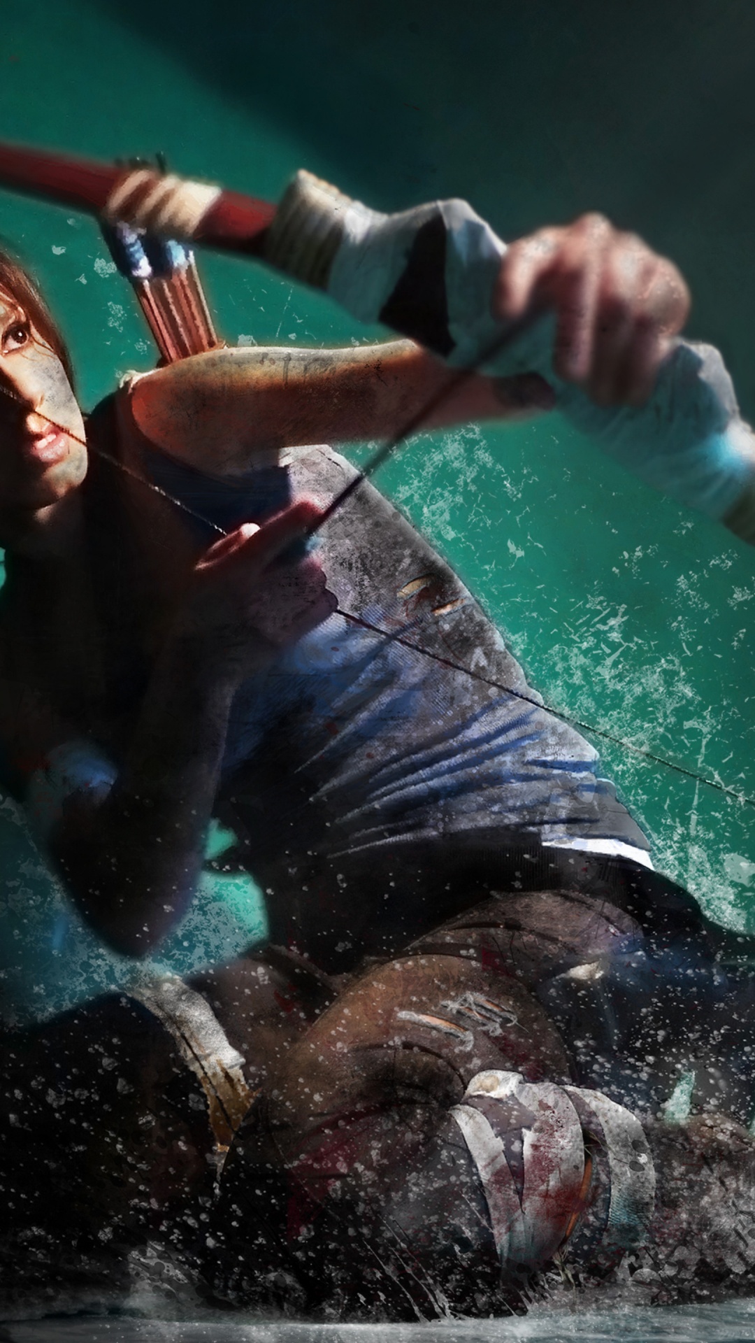 Обои лары крофт, волосы, вода, микрофон, человеческое тело в разрешении 1080x1920