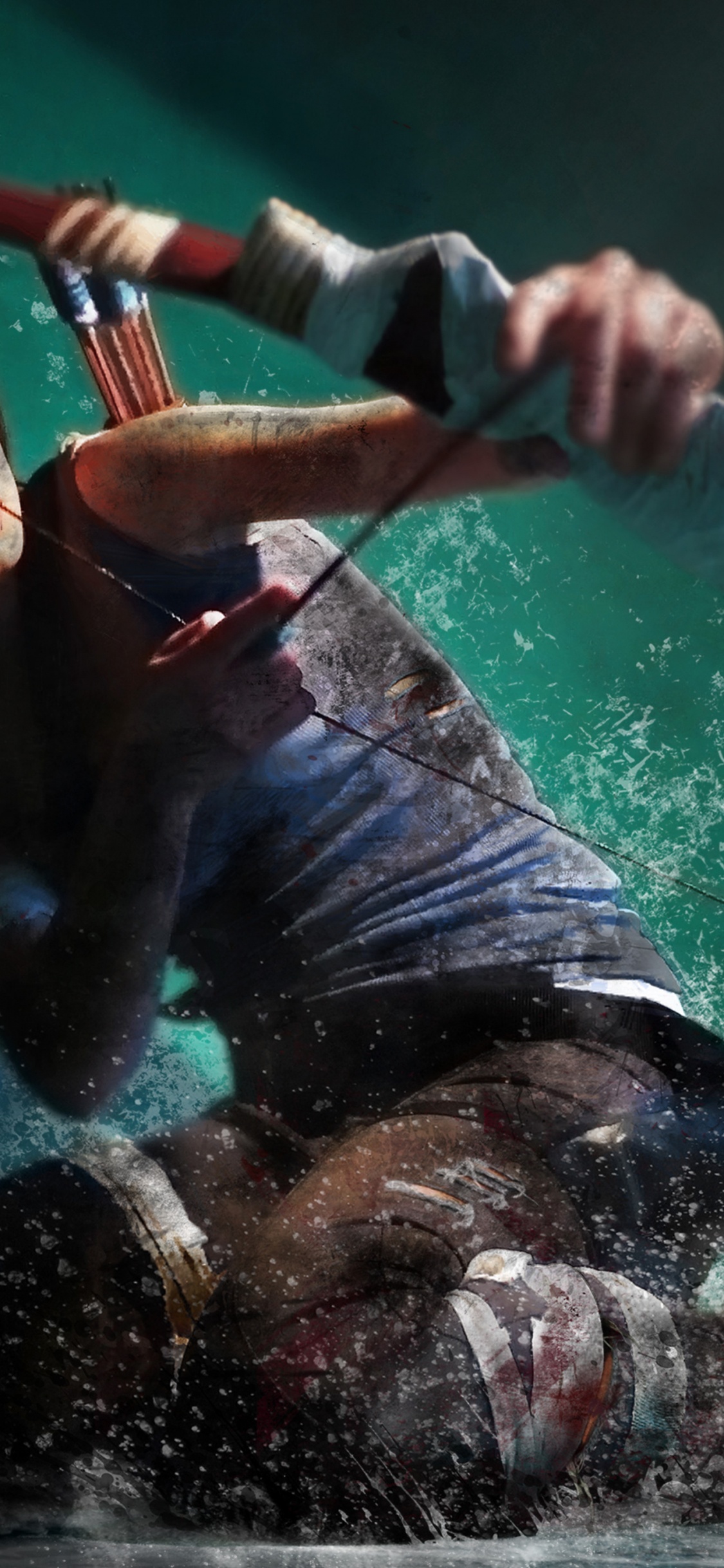 Обои лары крофт, волосы, вода, микрофон, человеческое тело в разрешении 1125x2436