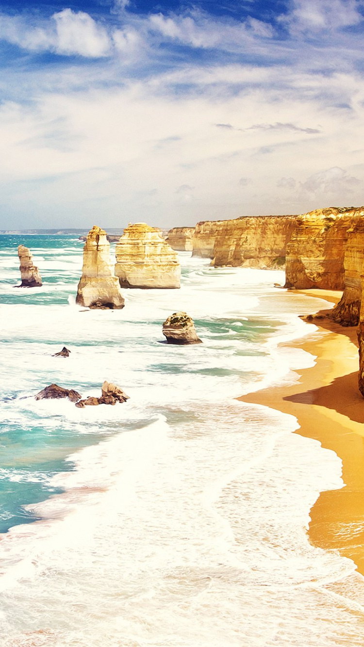 Обои пляж, водоем, море, побережье, океан в разрешении 750x1334