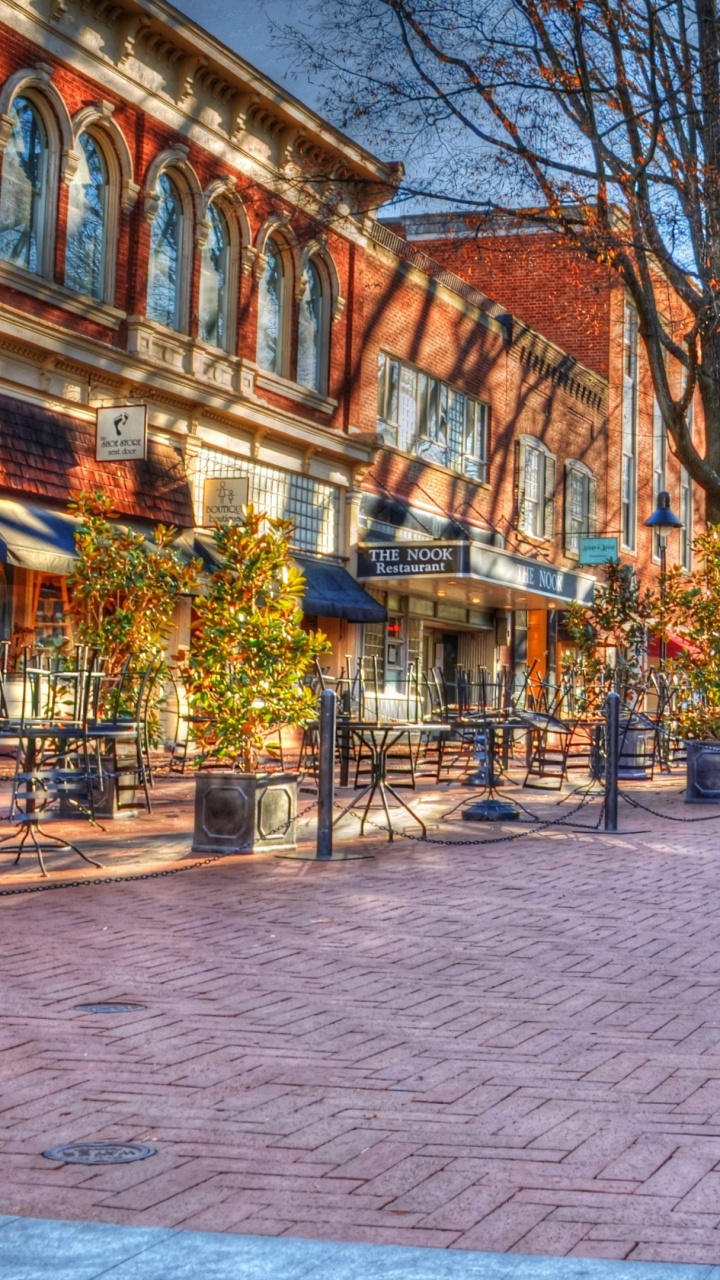 Обои городок, улица, соседство, дерево, пиксель в разрешении 720x1280