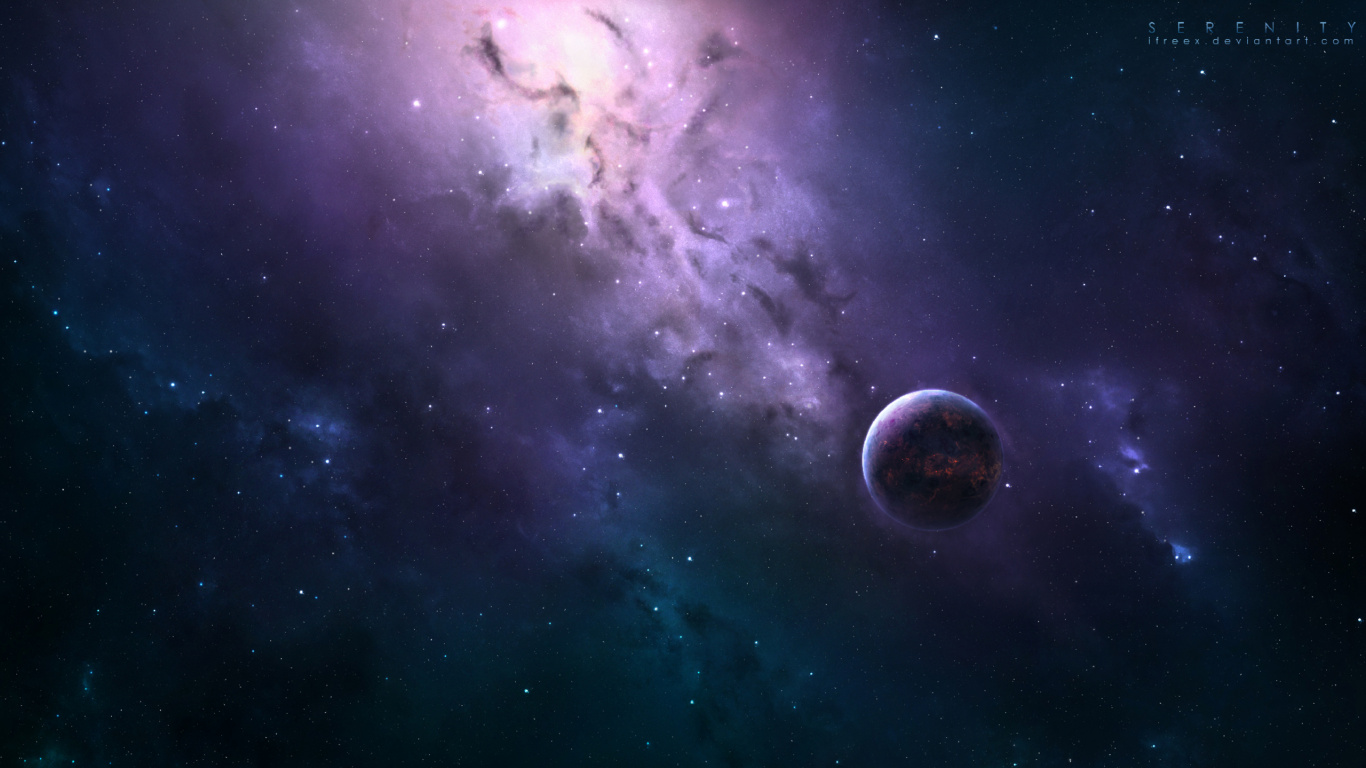 Обои арт, космос, планета, космическое пространство, атмосфера в разрешении 1366x768