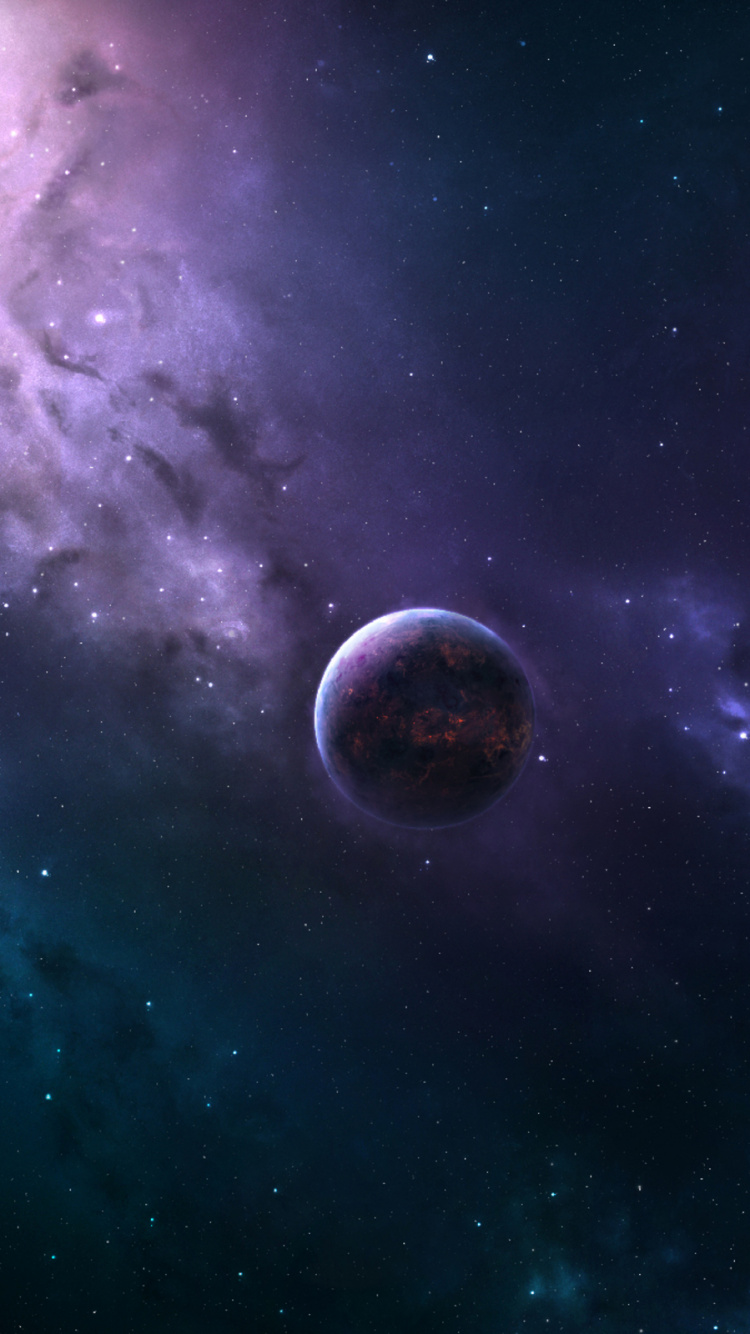 Обои арт, космос, планета, космическое пространство, атмосфера в разрешении 750x1334