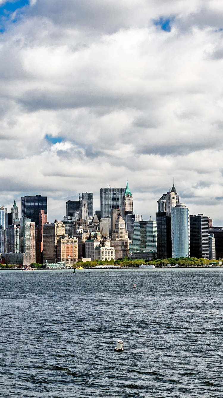 Обои Нью-Йорк, небоскреб, городской пейзаж, город, линия горизонта в разрешении 750x1334