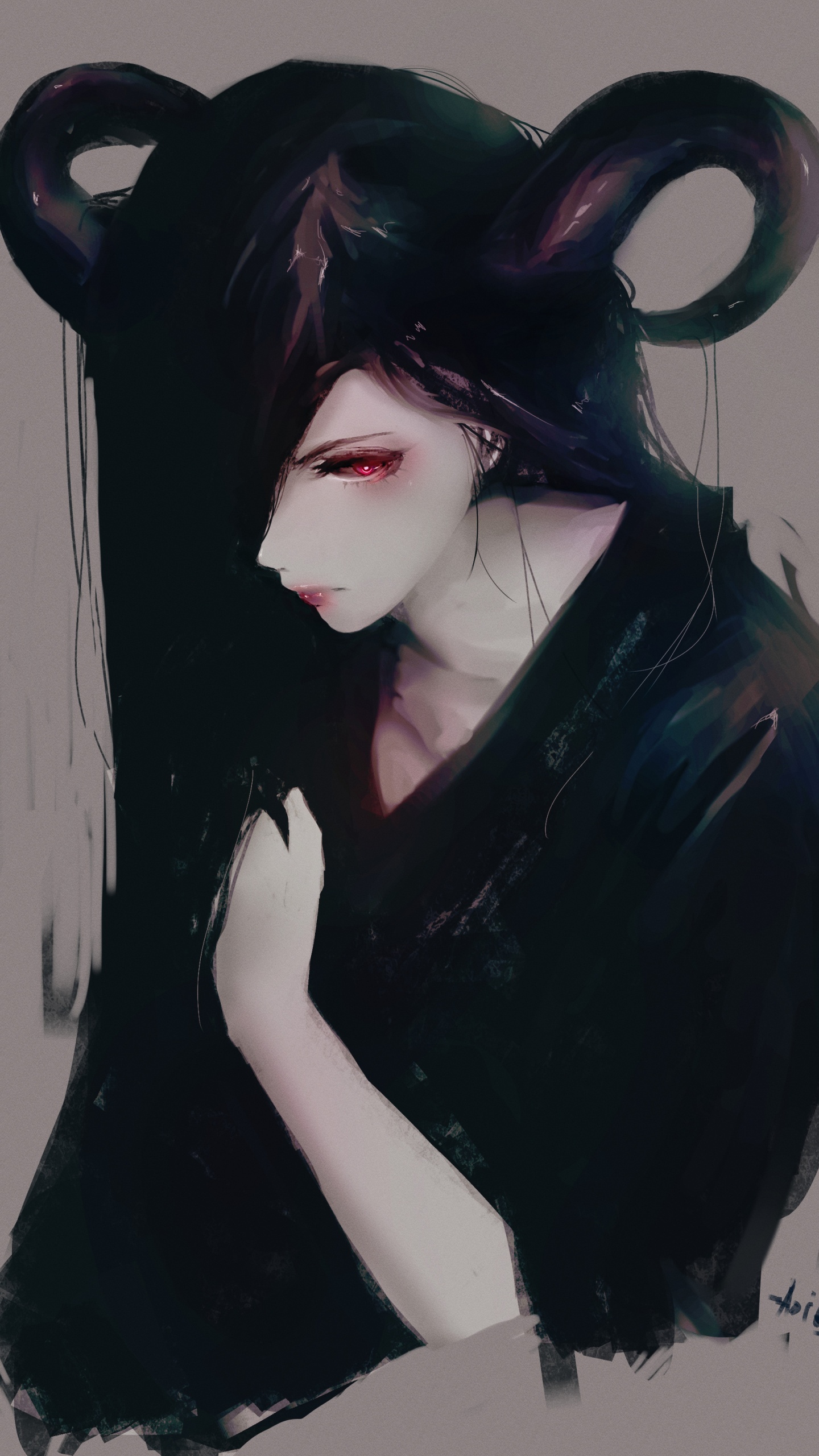 Обои прическа, фэшн, волосы, губа, арт в разрешении 1440x2560