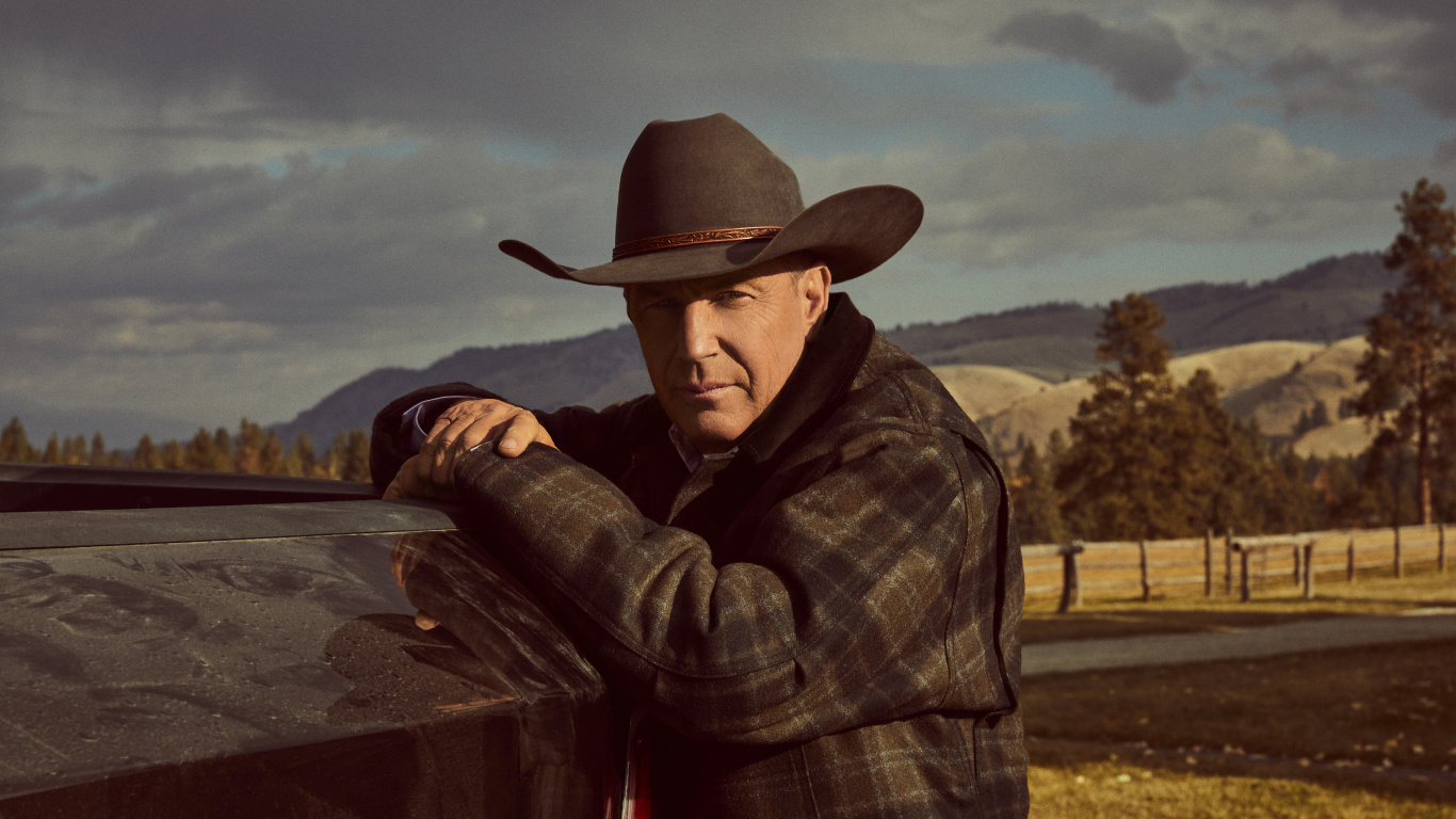 Обои Йеллоустон, Джон Даттон, первостепенное сети, Йеллоустоун - Сезон 2, ковбойская шляпа в разрешении 1366x768