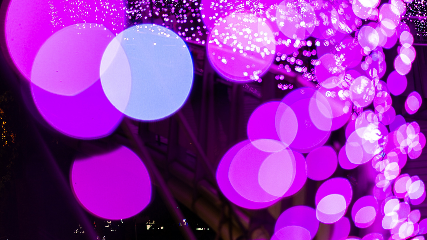 Обои боке, пурпур, Фиолетовый, розовый, свет в разрешении 1366x768