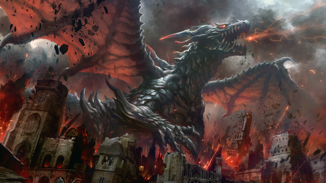 Обои дракон, фэнтези, вымирание, демон, компьютерная игра в разрешении 1280x720