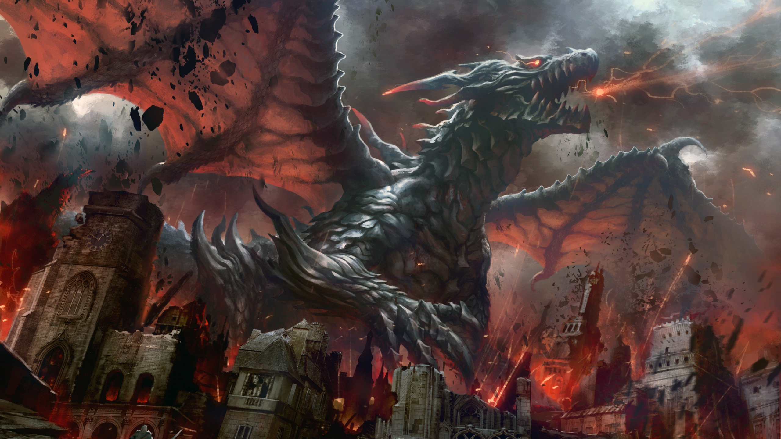 Обои дракон, фэнтези, вымирание, демон, компьютерная игра в разрешении 2560x1440