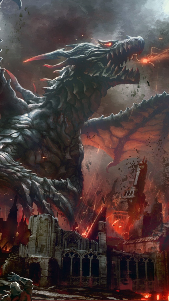 Обои дракон, фэнтези, вымирание, демон, компьютерная игра в разрешении 720x1280