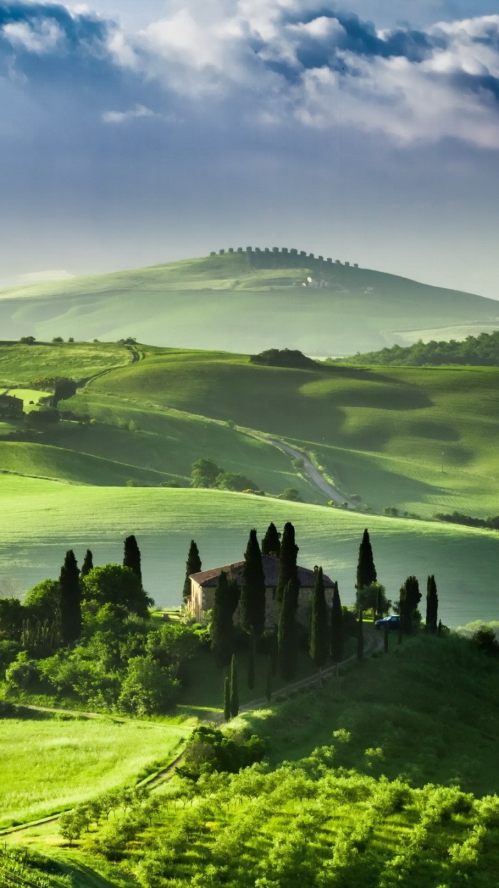 Обои природа, нагорье, сенокосное угодье, холм, выгон в разрешении 720x1280