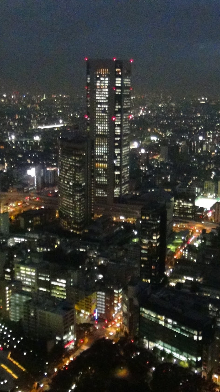 Обои токийская башня, ночь, городской пейзаж, город, городской район в разрешении 750x1334