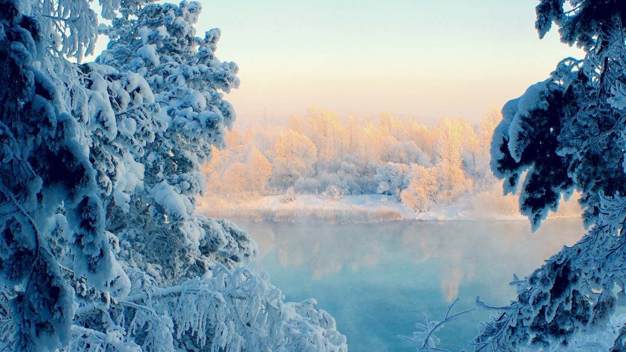 Обои природа, зима, замораживание, вода, мороз в разрешении 1280x720