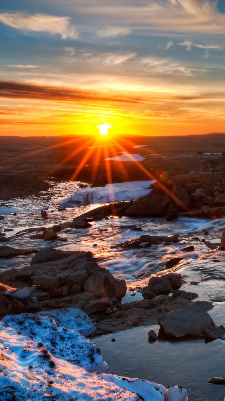 Обои восход солнца, рок, гора, пустыня, местность в разрешении 720x1280