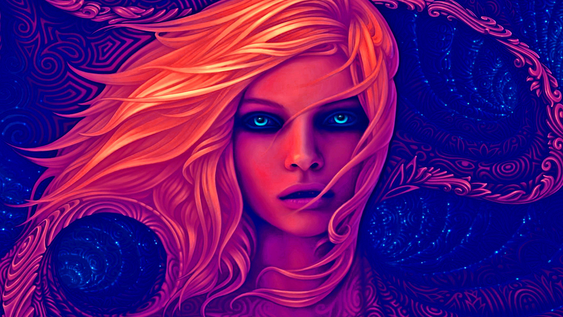 Обои арт, произведение искусства, фантастическое искусство, синий, иллюстрация в разрешении 1920x1080