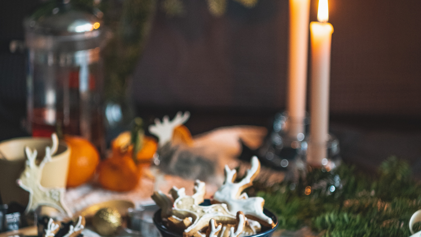 Обои свеча, здоровье, еда, ужин, Рождество в разрешении 1366x768