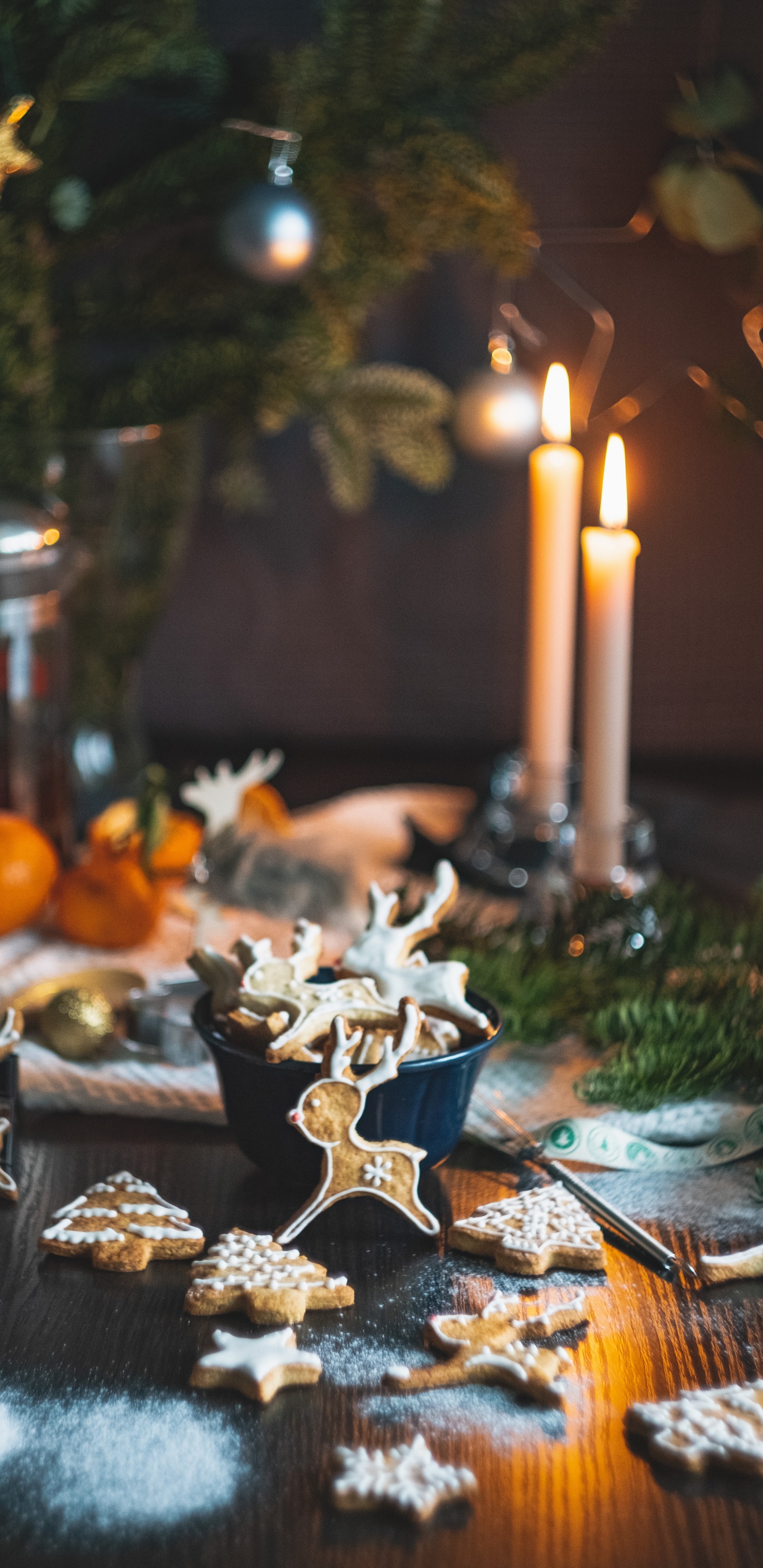 Обои свеча, здоровье, еда, ужин, Рождество в разрешении 1440x2960