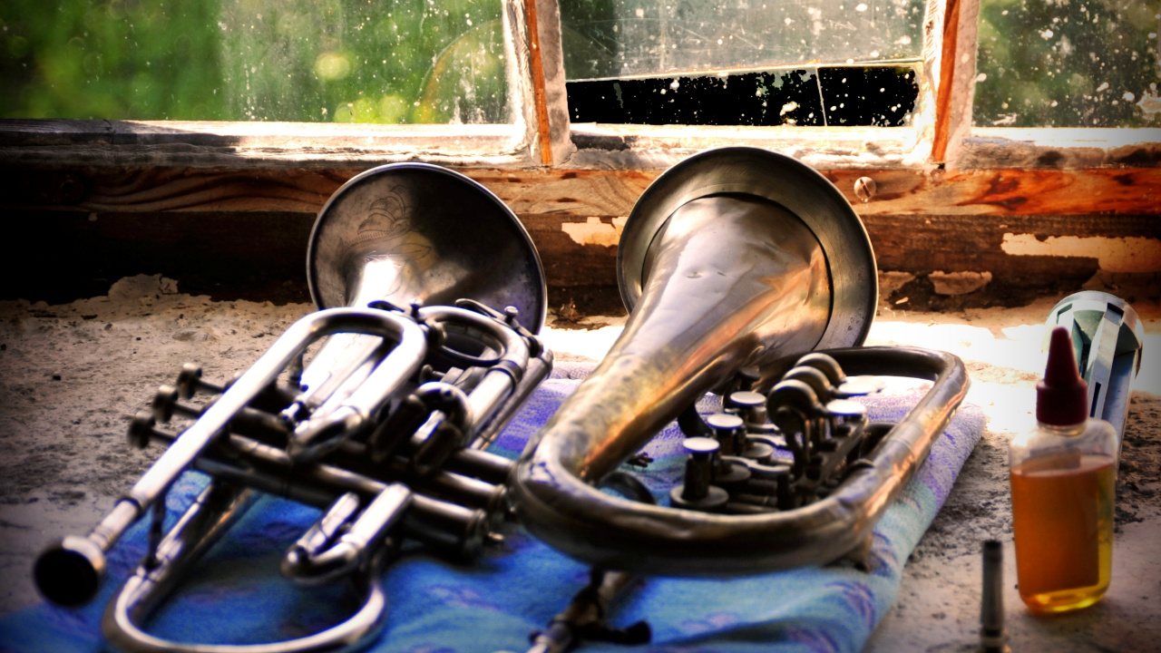 Обои эуфониум, трубный звук, медный духовой инструмент, Мелофон, Духовой инструмент в разрешении 1280x720