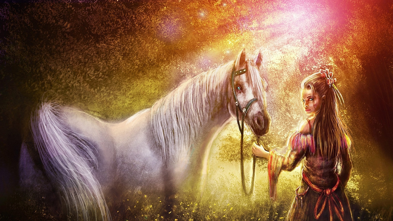 Обои конь, мифология, грива, темнота, позвоночное животное в разрешении 1280x720