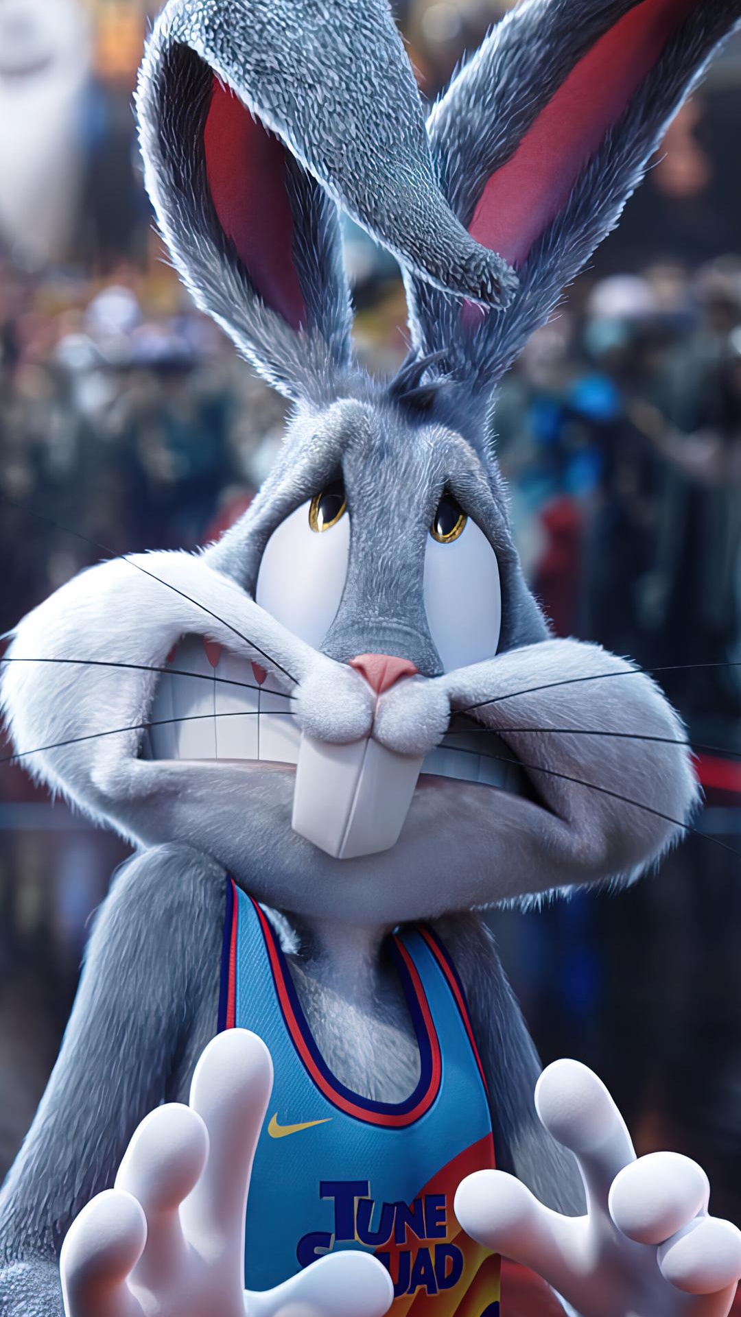 Обои Багз Банни космический джем, багз Банни, Лола Банни, ритм аль г, голова в разрешении 1080x1920