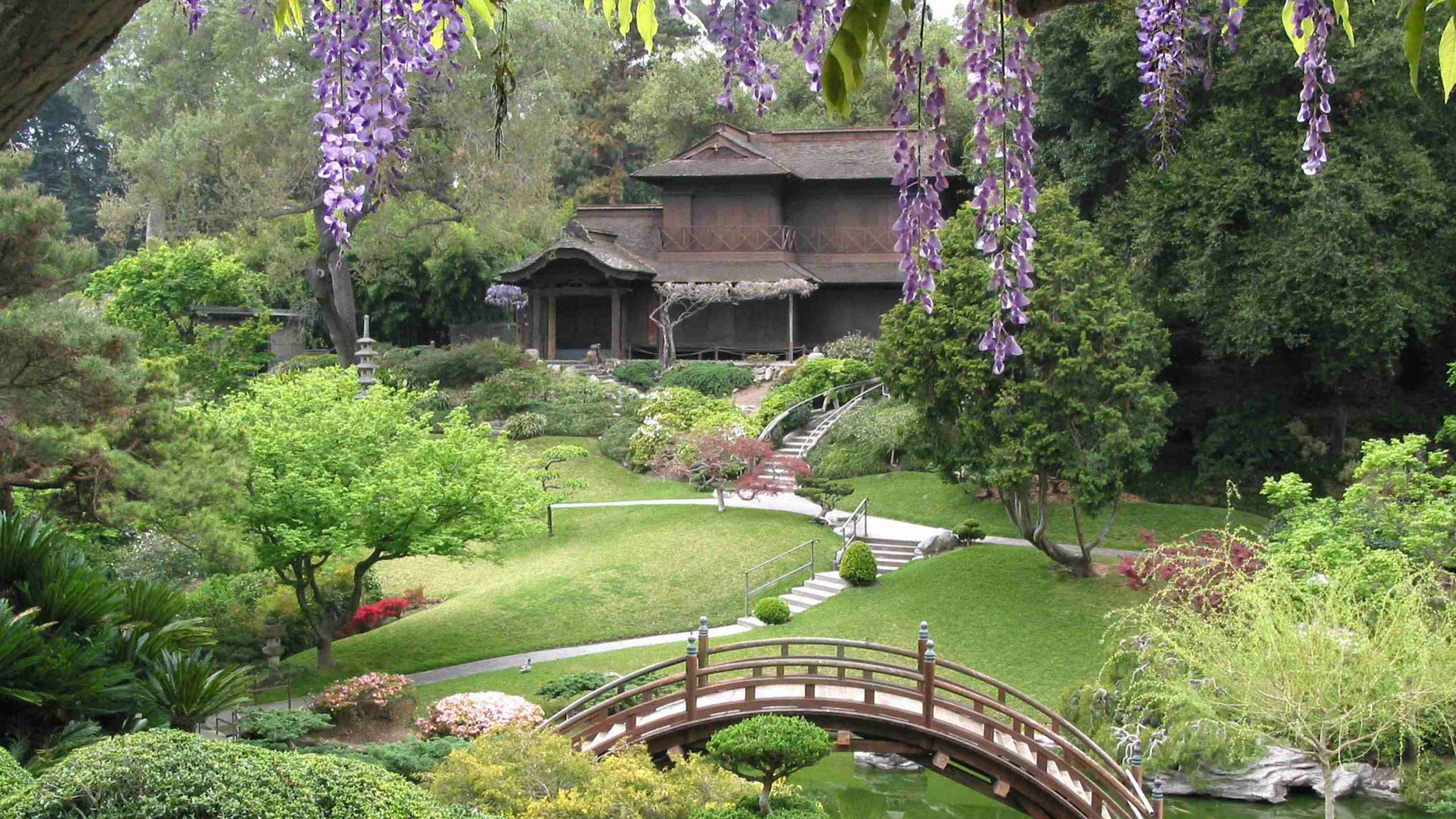 Обои Хантингтон Японский Сад, художественный музей, природа, сад, растительность в разрешении 2560x1440