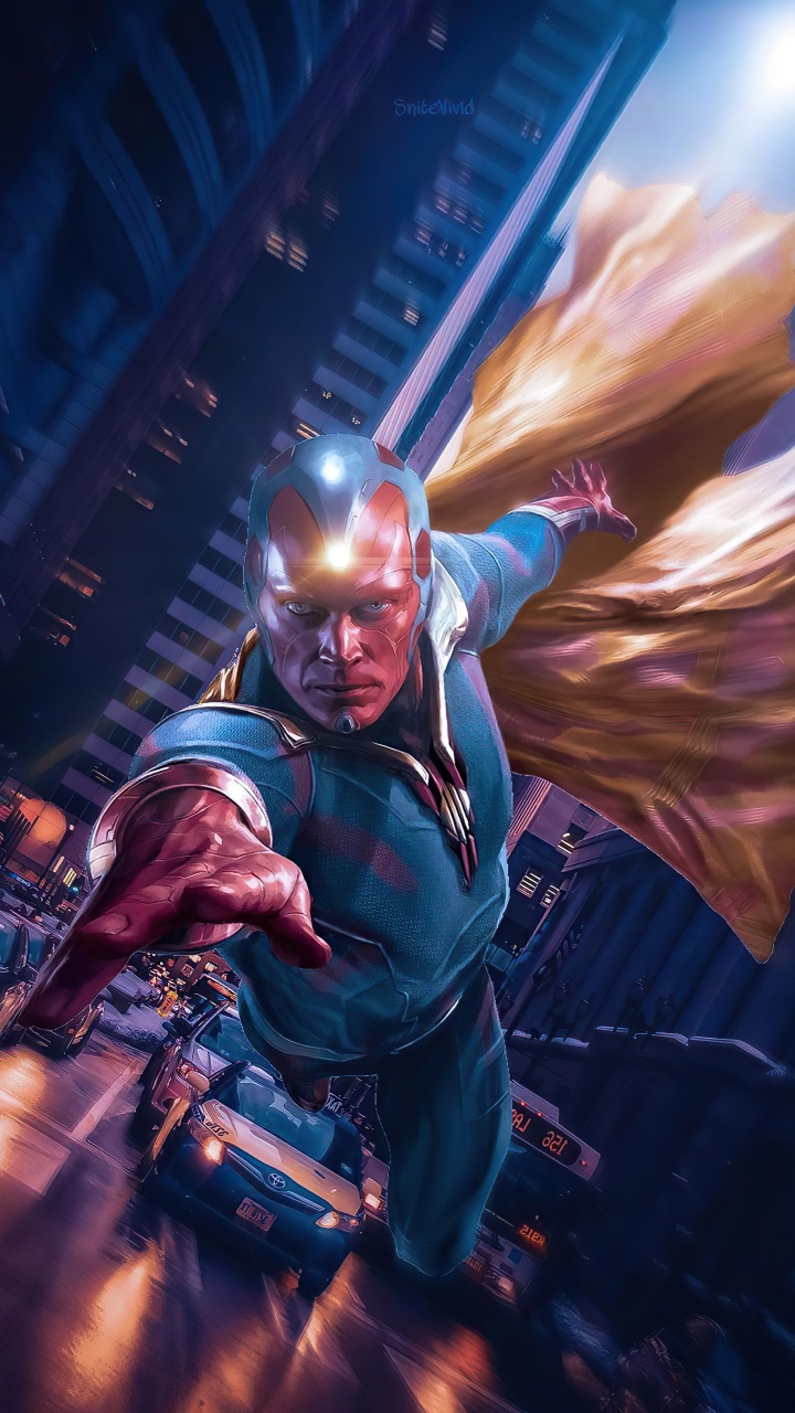 Обои зрение чудо круто, видение, wandavision, marvel, арт в разрешении 720x1280