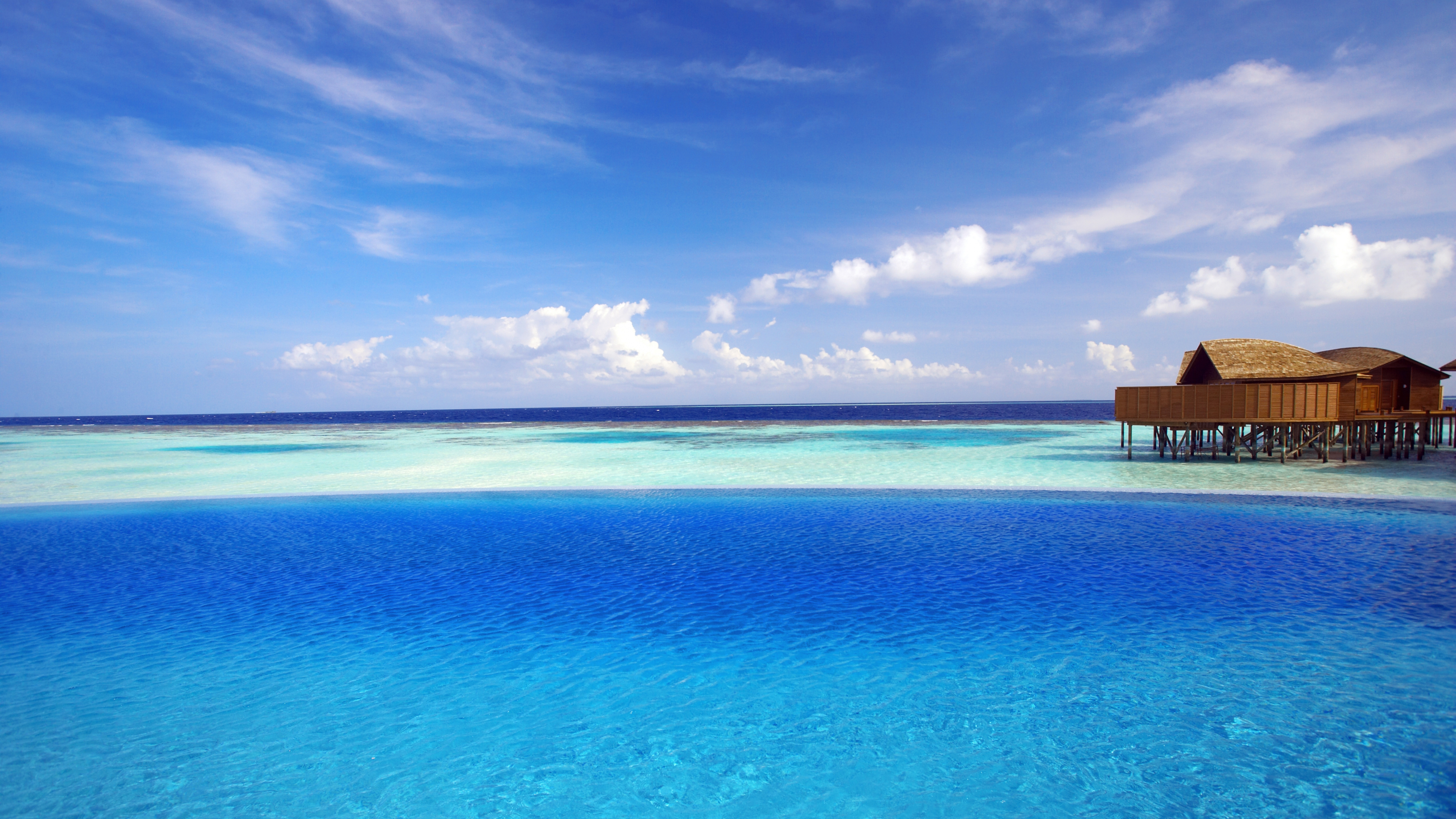 Обои Лили бийч Ризорт, прибежище, пляж, море, Остров в разрешении 3840x2160