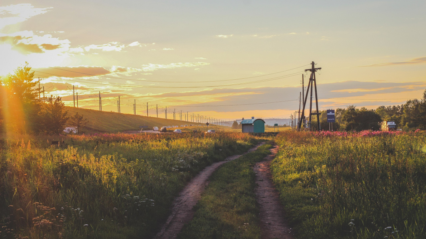 Обои закат, облако, горизонт, рассвет, утро в разрешении 1366x768