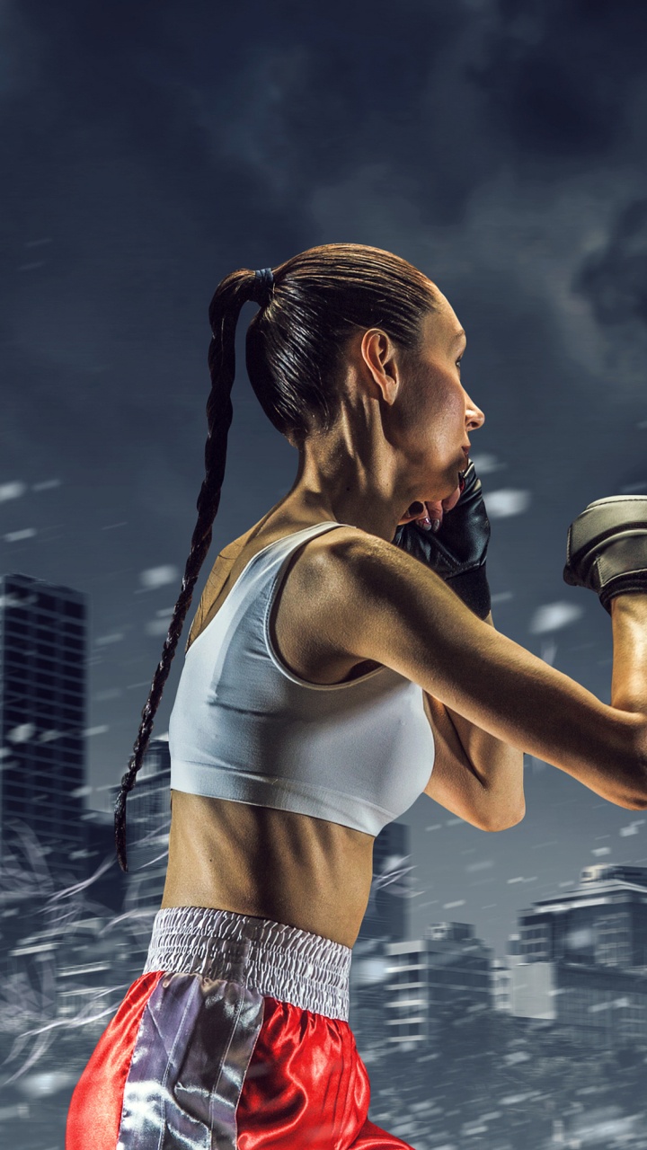 Обои бокс, спортивное единоборство, Женский бокс, бой, девушка в разрешении 720x1280