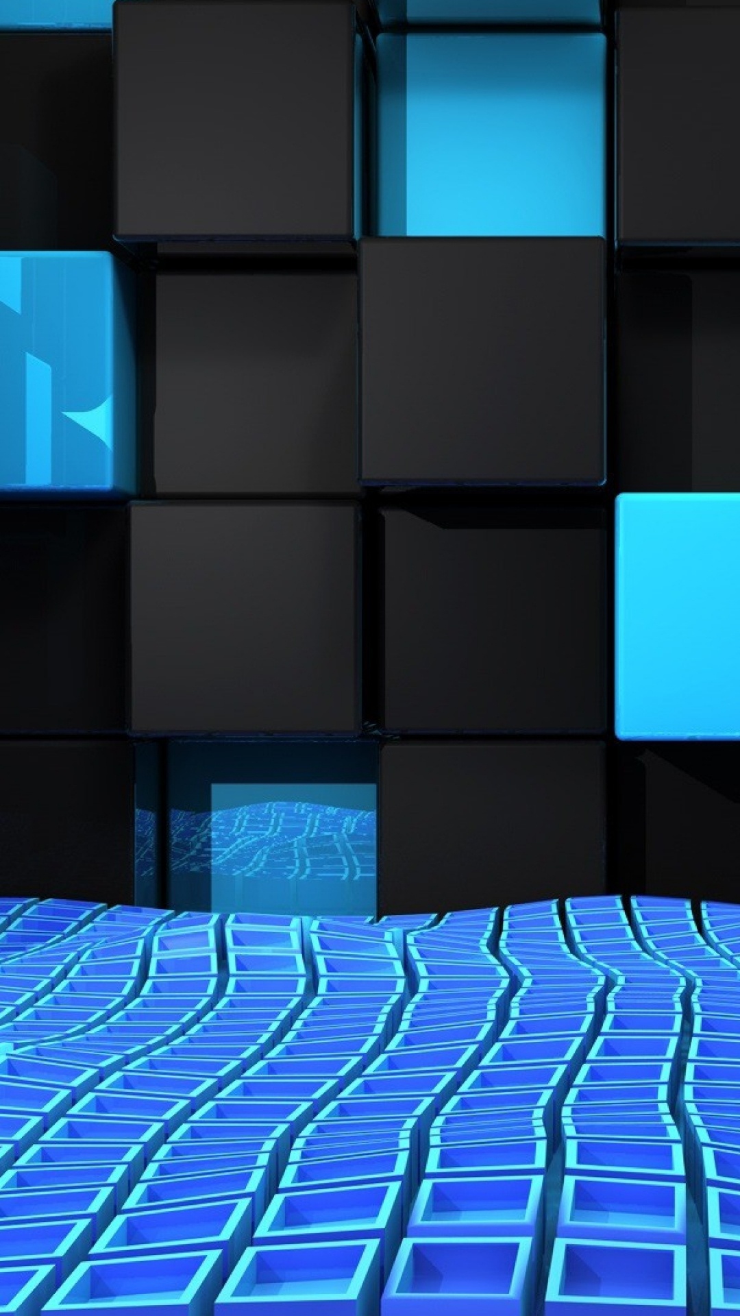 Обои синий, свет, архитектура, зрительный зал, симметрия в разрешении 1080x1920