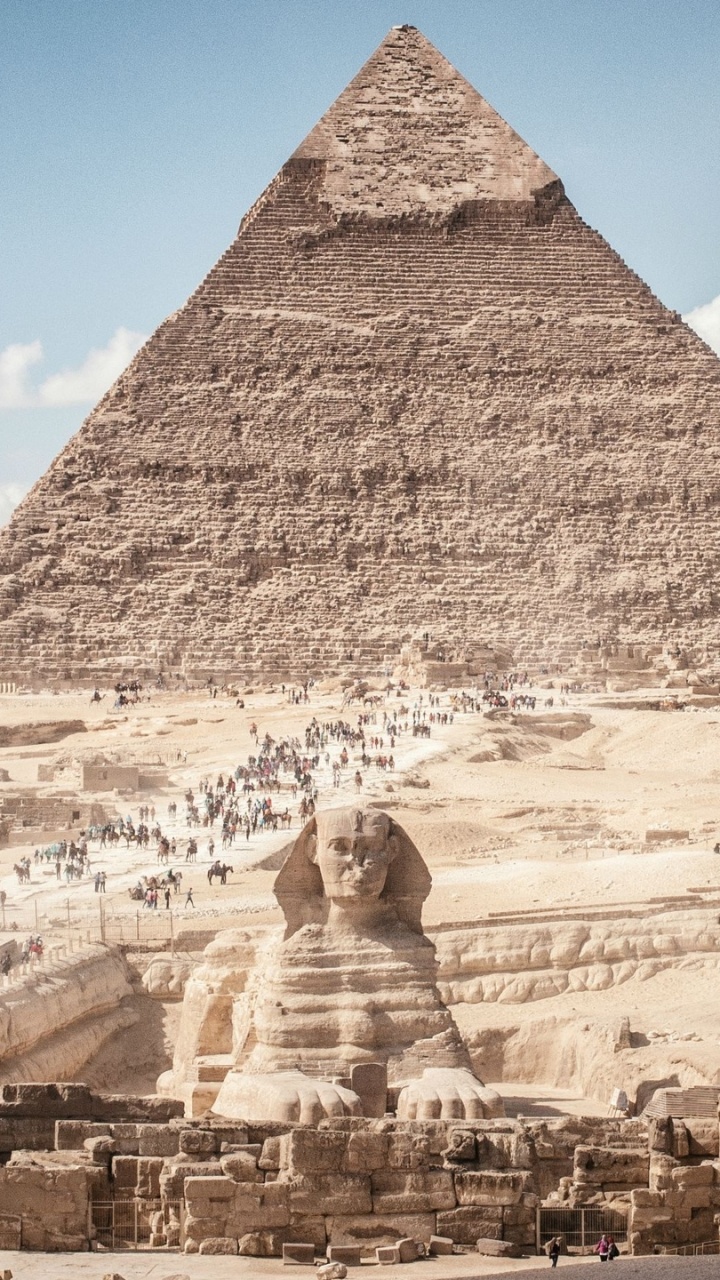 Обои Великий Сфинкс Гизы, египетская пирамида, пирамида, памятник, ориентир в разрешении 720x1280