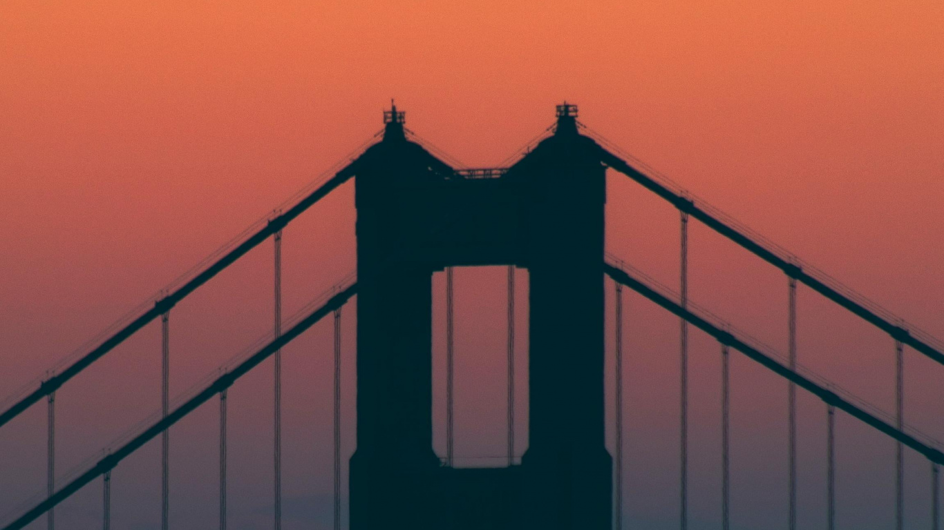 Обои мост Golden Gate, атмосфера, облако, водоем, послесвечение в разрешении 1366x768