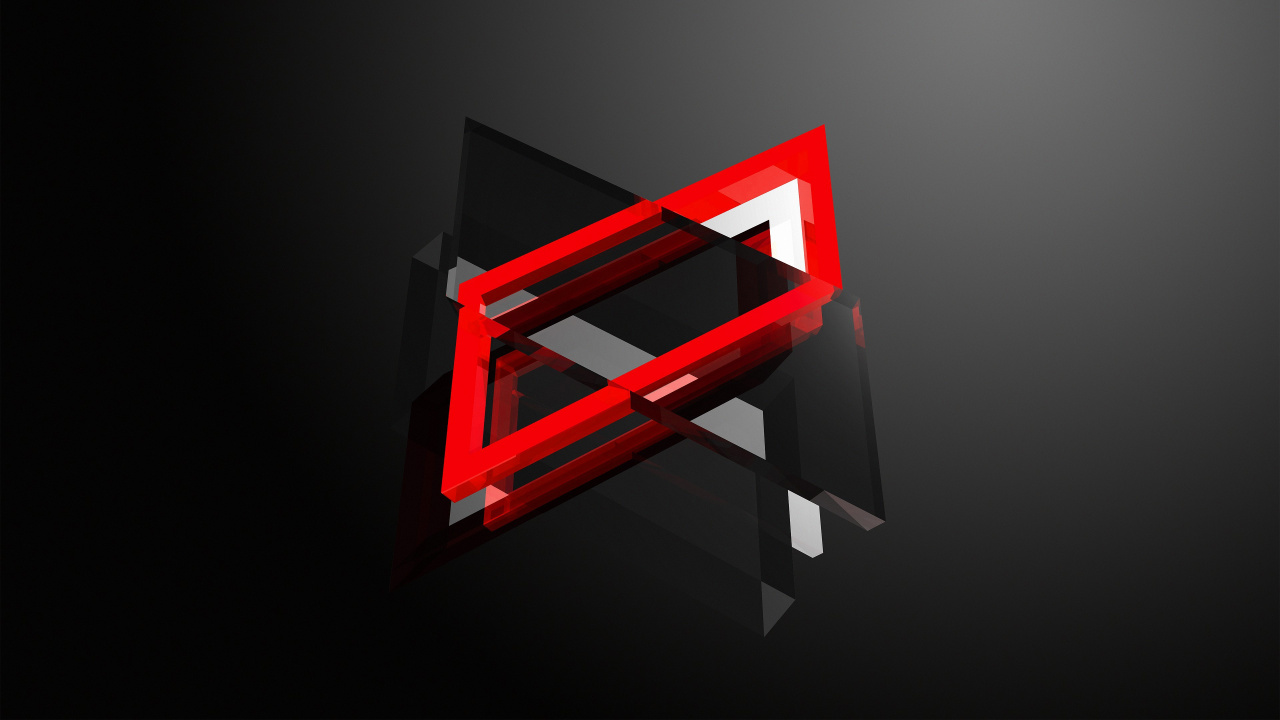 Обои красный цвет, графика, марка, треугольник, шрифт в разрешении 1280x720