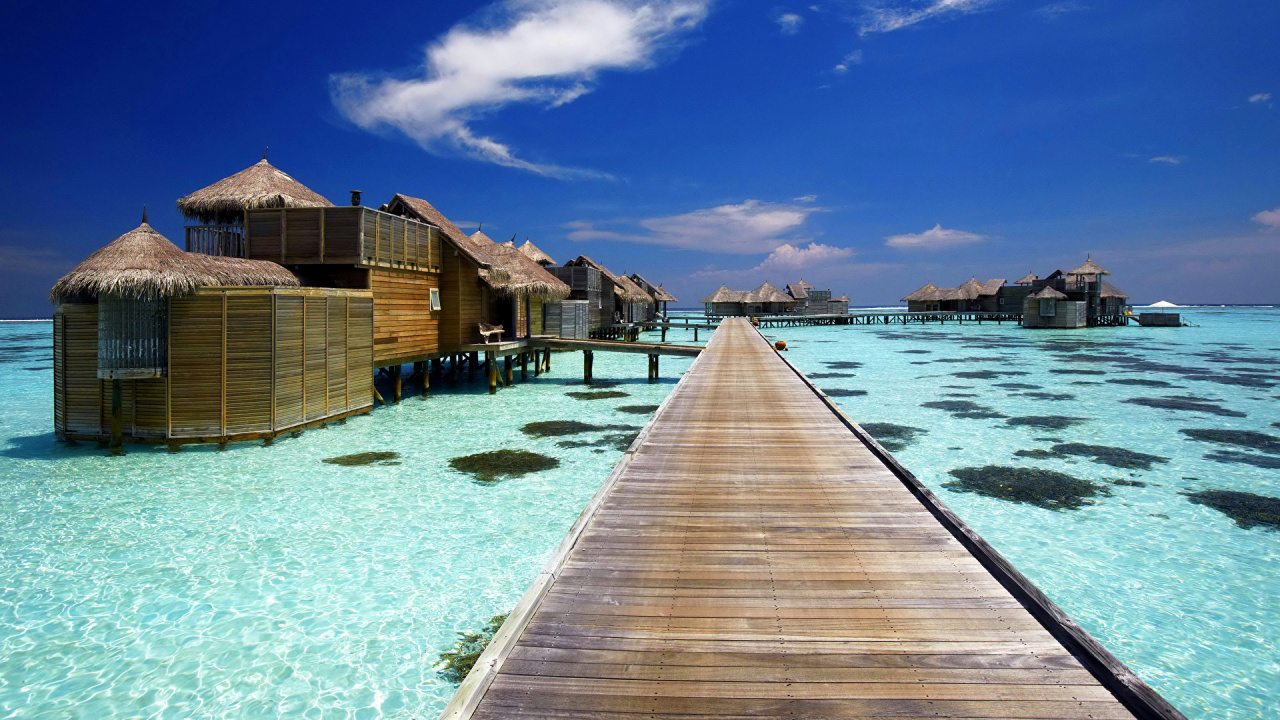 Обои прибежище, Остров, вилла, море, отпуск в разрешении 1280x720