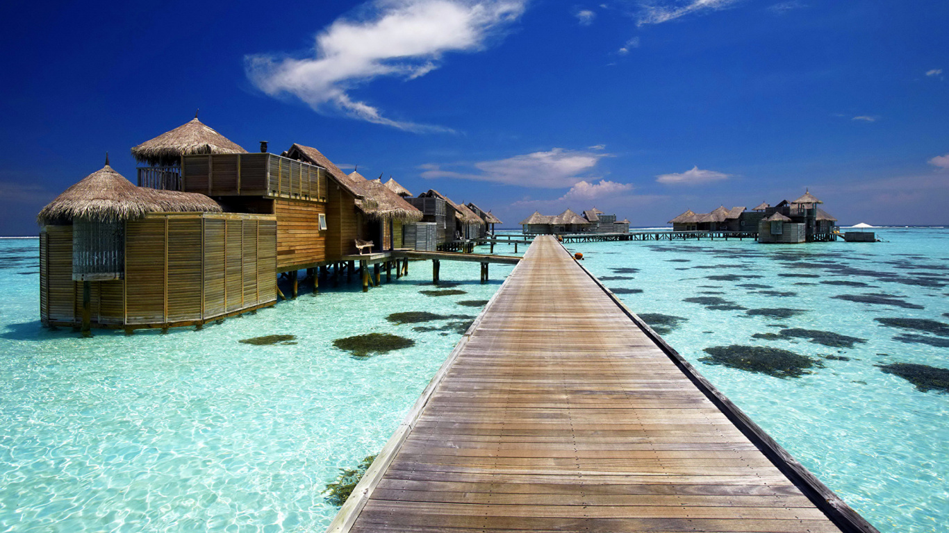 Обои прибежище, Остров, вилла, море, отпуск в разрешении 1366x768