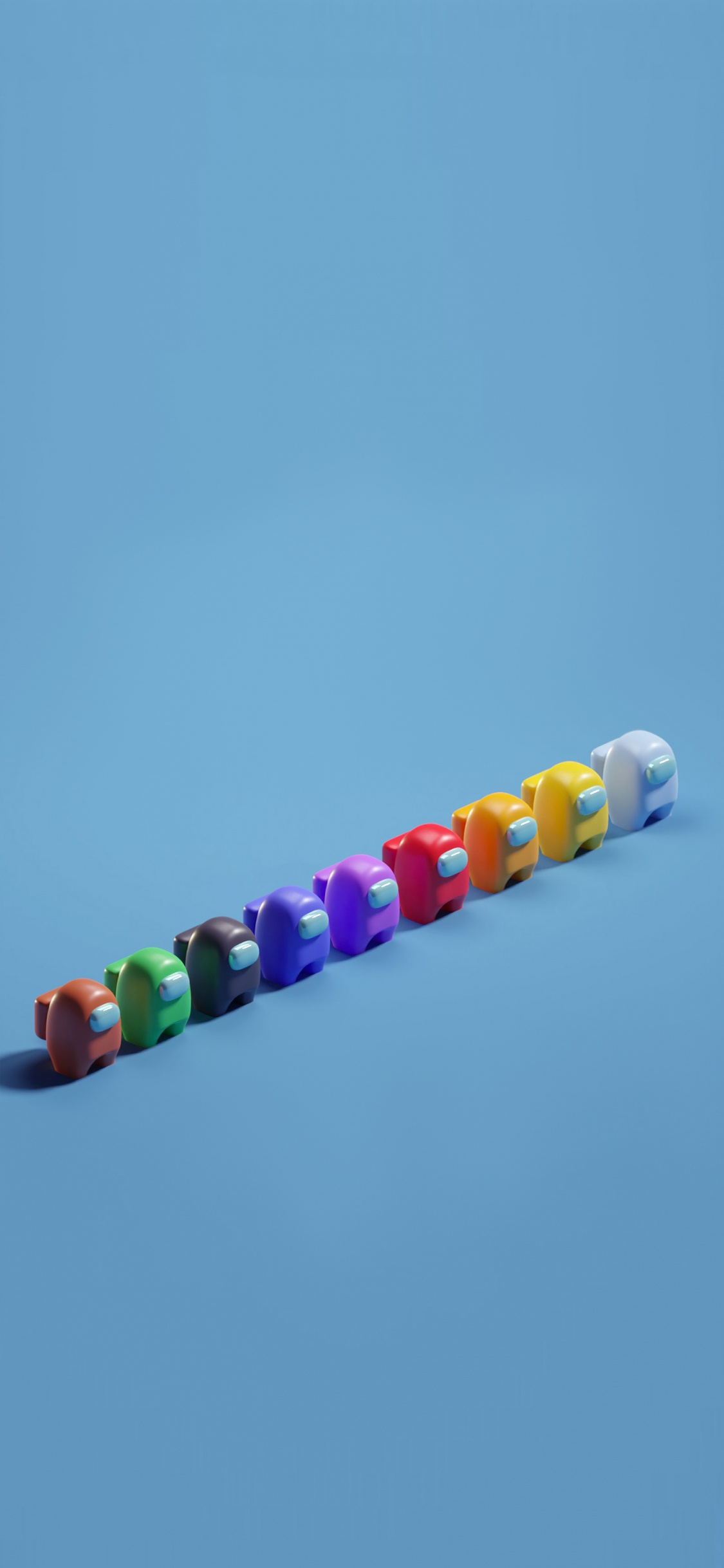 Обои Among Us, среди нас цвета персонажей, характер, красочность, лазурный в разрешении 1125x2436