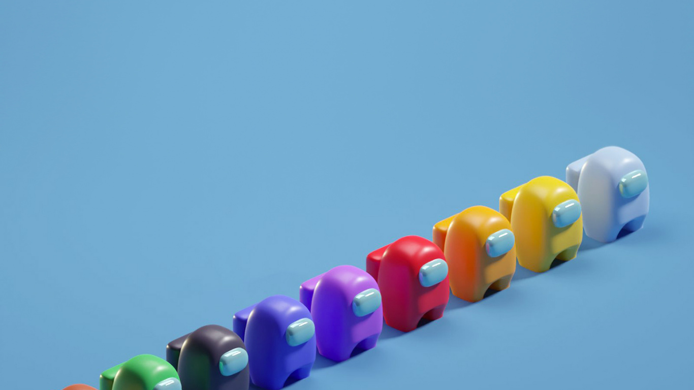 Обои Among Us, среди нас цвета персонажей, характер, красочность, лазурный в разрешении 1366x768