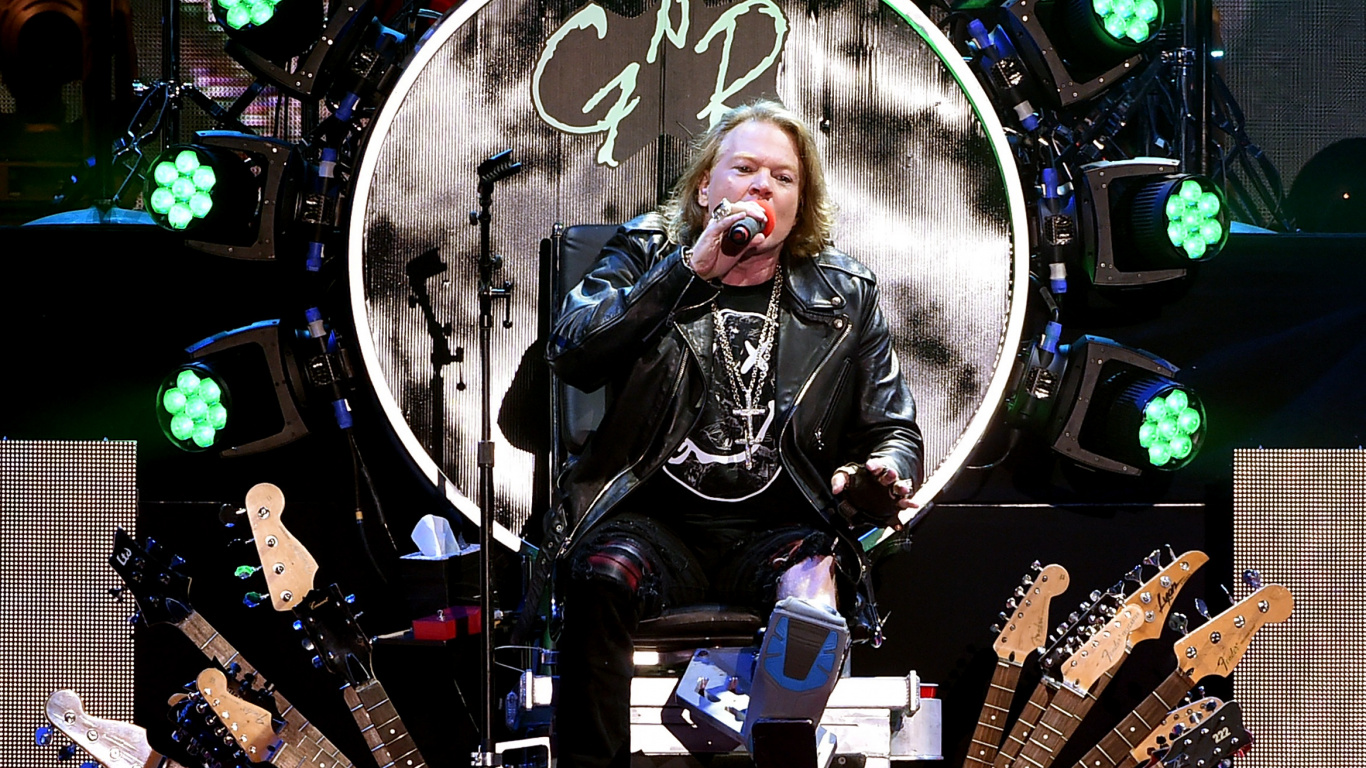 Обои Guns N Roses, музыкант, Представление, этап, театральное искусство в разрешении 1366x768