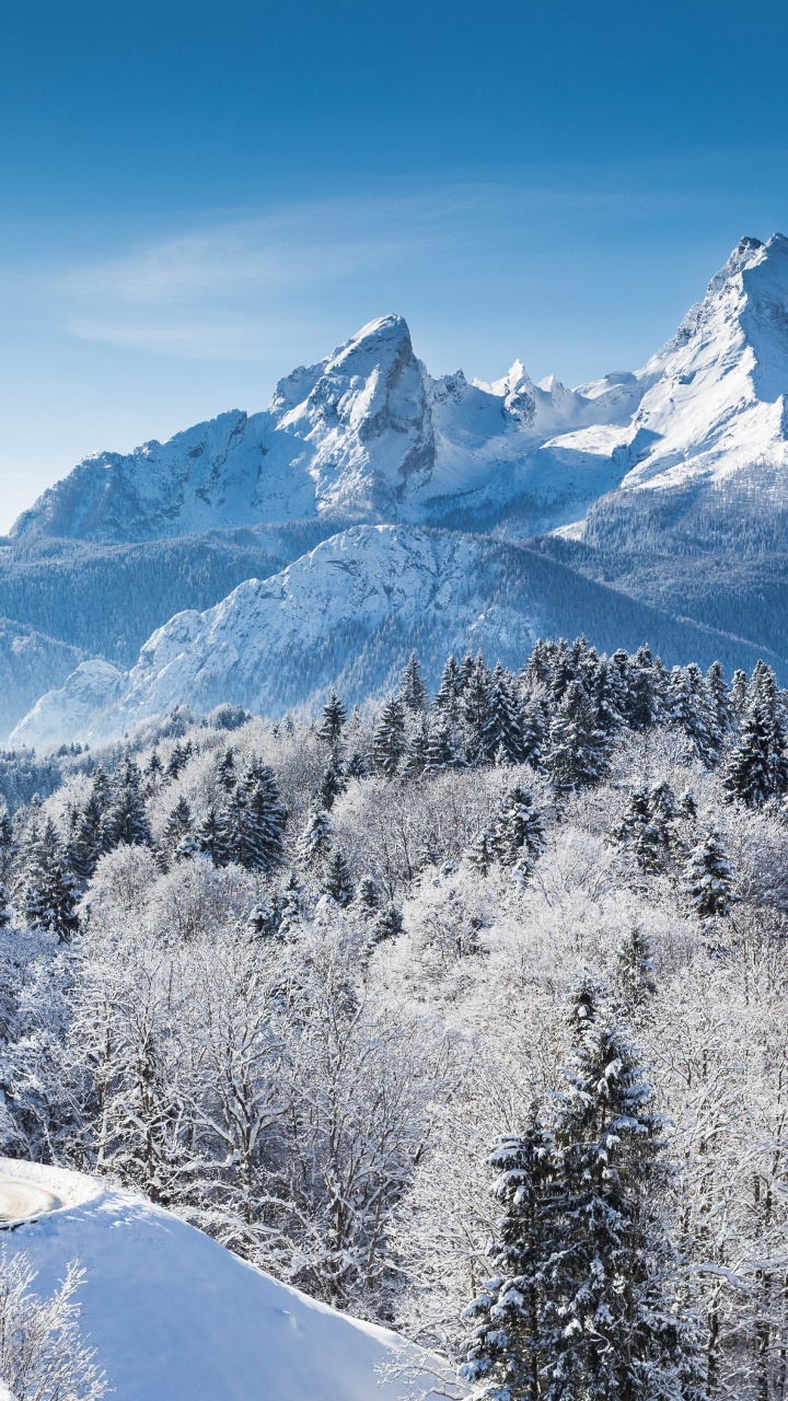 Обои Вацманн, гора, горный рельеф, зима, снег в разрешении 720x1280
