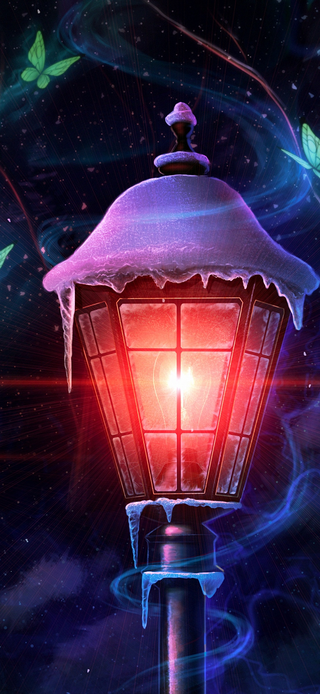 Обои освещение, свет, осветительная арматура, уличный фонарь, темнота в разрешении 1125x2436