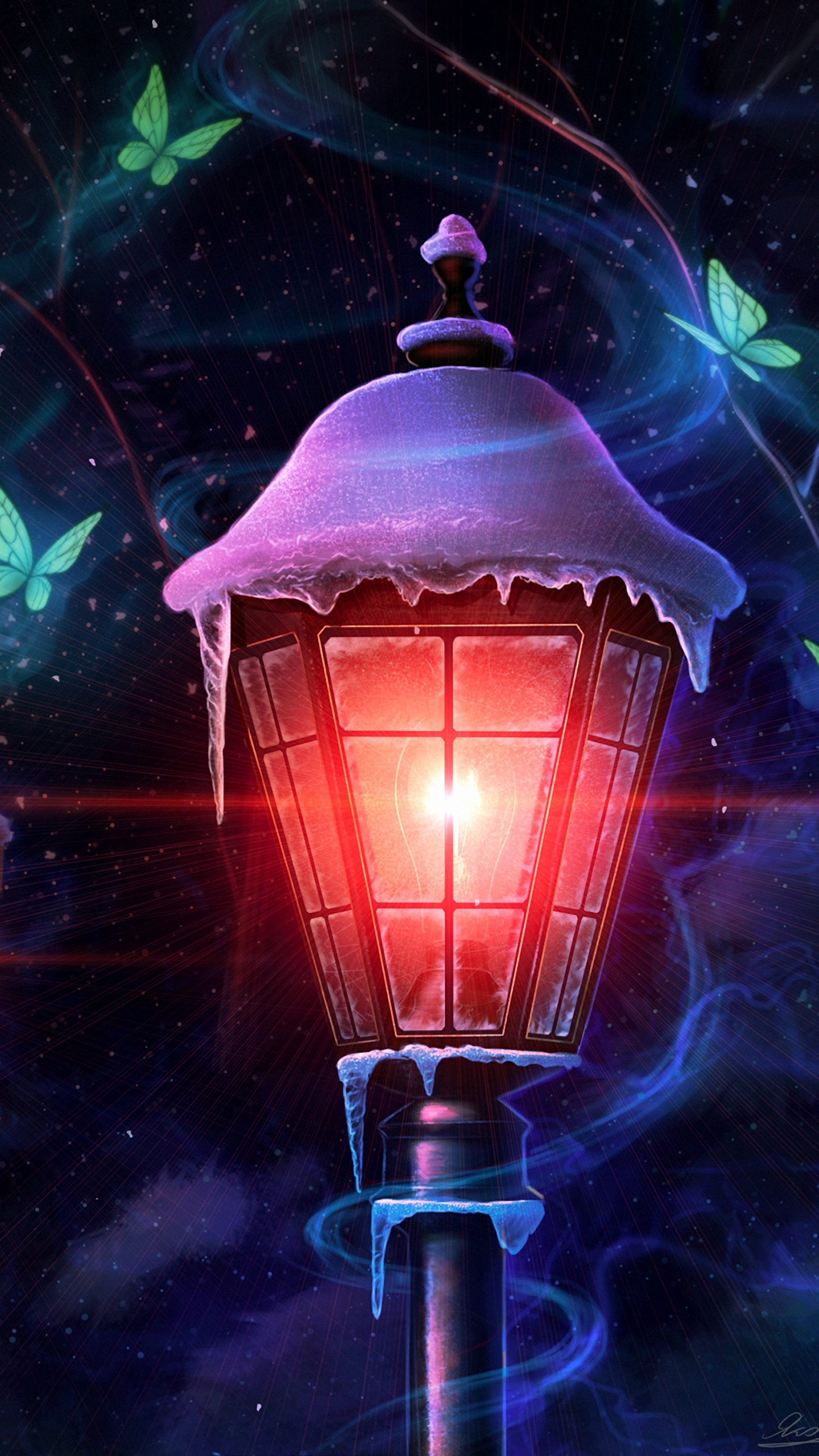 Обои освещение, свет, осветительная арматура, уличный фонарь, темнота в разрешении 1440x2560