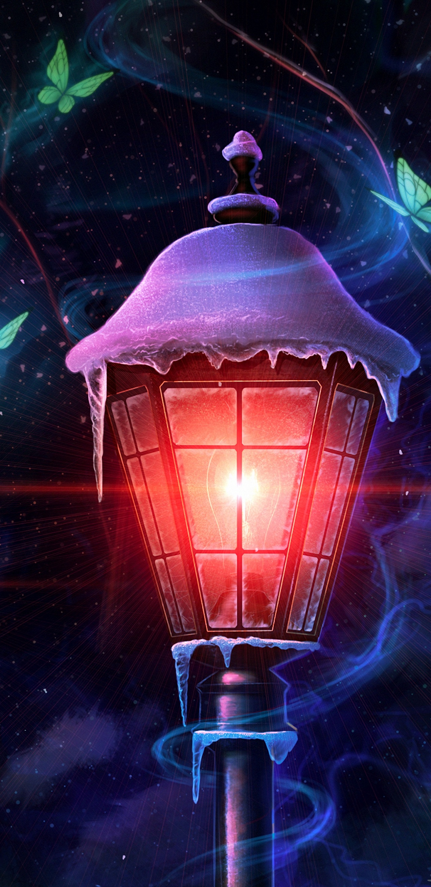 Обои освещение, свет, осветительная арматура, уличный фонарь, темнота в разрешении 1440x2960