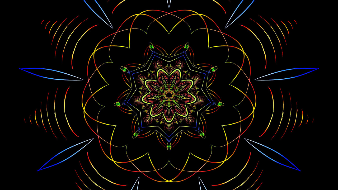 Обои фрактальное искусство, симметрия, узор, дизайн, арт в разрешении 1280x720