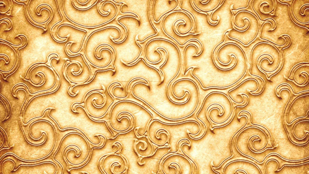 Обои золото, цвет, узор, дизайн, золотой узор текстуры в разрешении 1280x720