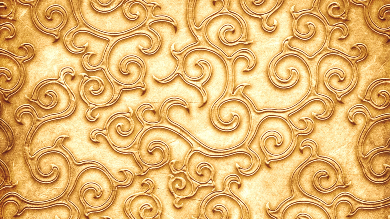 Обои золото, цвет, узор, дизайн, золотой узор текстуры в разрешении 1366x768